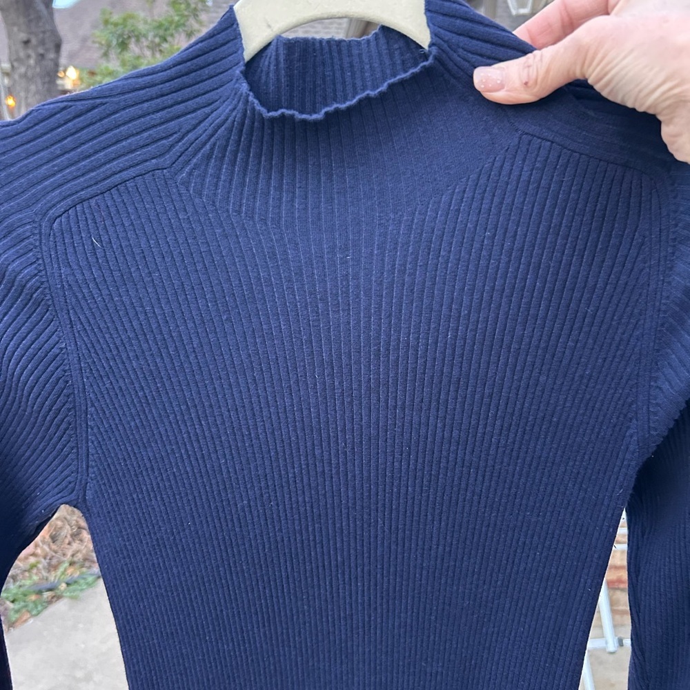 Aritzia Wilfred Navy Blue Ribbed Knit Long Dress
